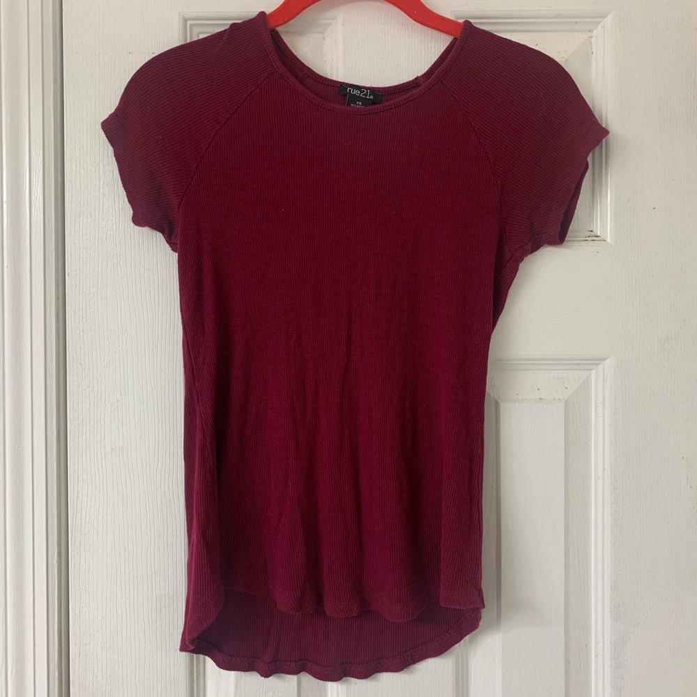 Rue 21 - Burgundy/Wine Ribbed Tee